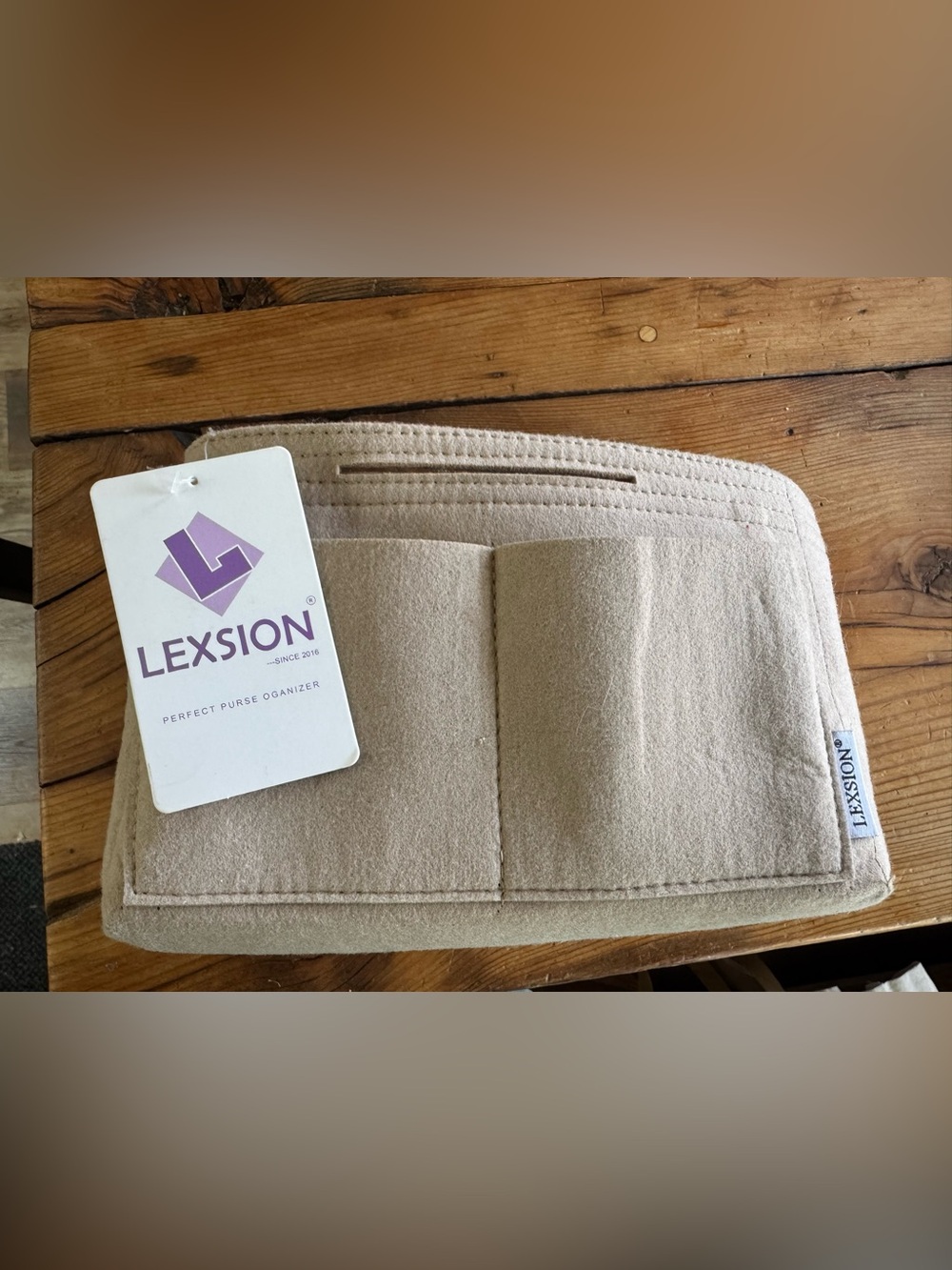 Lexsion Beige Felt Purse Organizer Insert